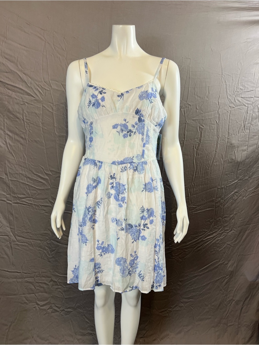 Derek Heart White Mini Dress with Light Blue Floral Print